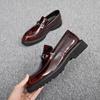 Spring Men's Formal Business Leather Shoes Men's Round Head British Patent Leather Glossy Men's Shoes Genuine Leather Casual Leather Shoes Men's Trend