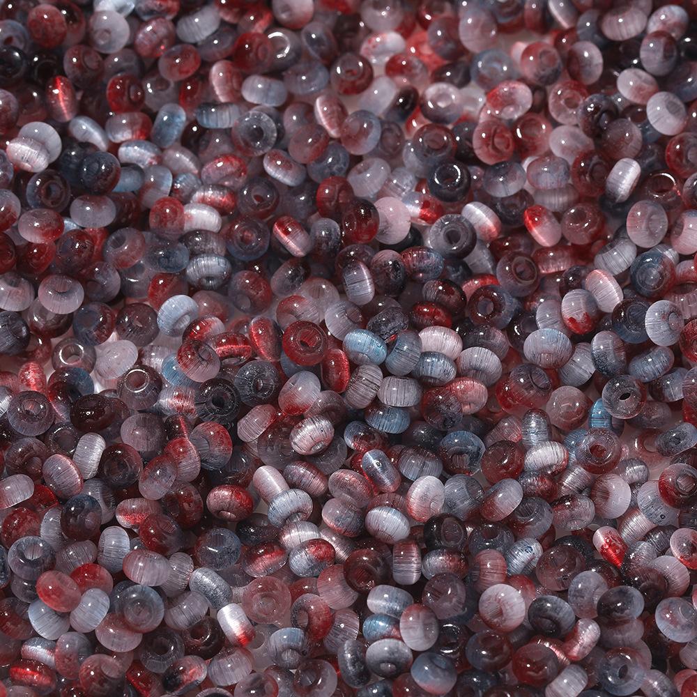 About 2 * 4mm Glass Two-color Cat's Eye Beads, DIY Bracelet Beaded Jewelry Accessories