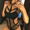 Damer Netting Ettstykke Bikini Fiskenett Tanga Bodysuit Badedrakt Badedrakt Bodysuit
