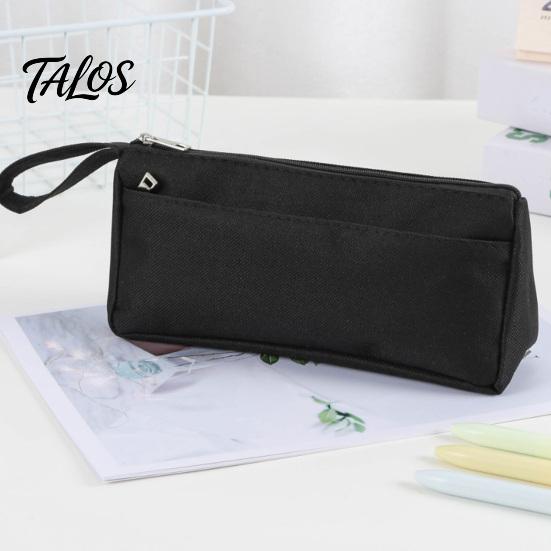 Practical Pen Storage for Classroom Pencil Case with Zipper And Handle, Durable Oxford Solid Color Minimalist Cloth Organizer, Portable Lightweight