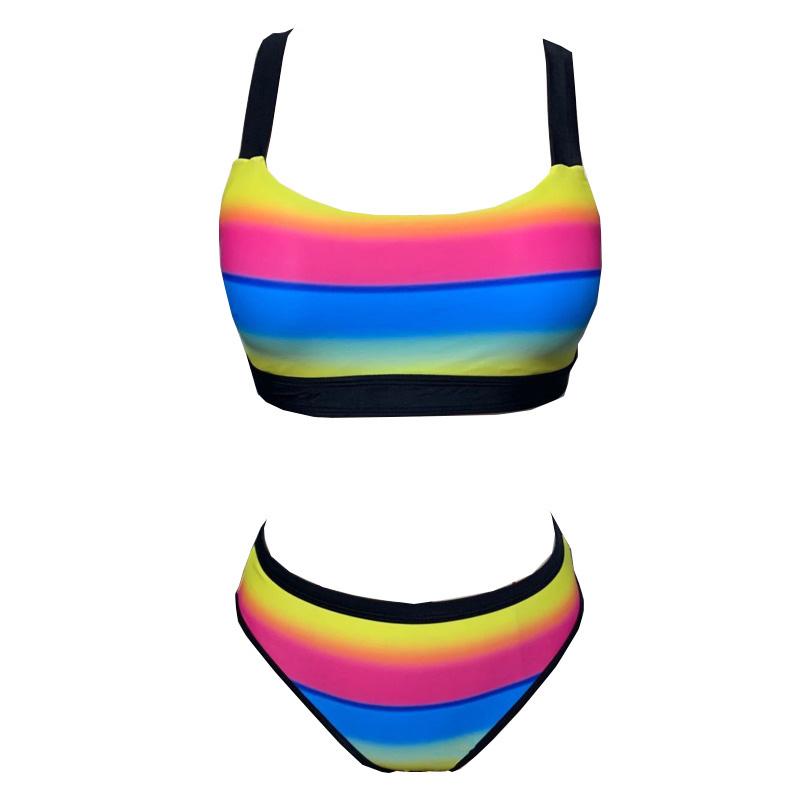 Rainbow Striped Sexy Swimsuits Push Up Bikini Female Swimwear Beach Wear Bikinis Women's Swimming Bathing Suit