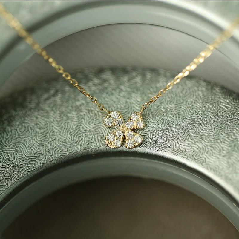 Echt 925 Sterling Silber Stilvoll Einfach Temperament Zirkon Glücksklee Anhänger Halskette Für Frauen Hochzeit Party Feiner S925 Schmuck