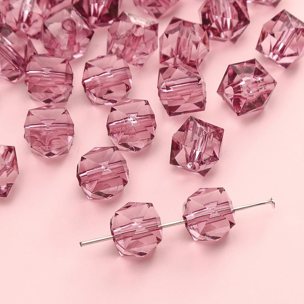 Handmade Beads Diamond-shaped Faceted Beads Acrylic Transparent Irregular Faceted Round Beads Beads DIY Bracelet Cell Phone Chain Jewelry Loose Beads
