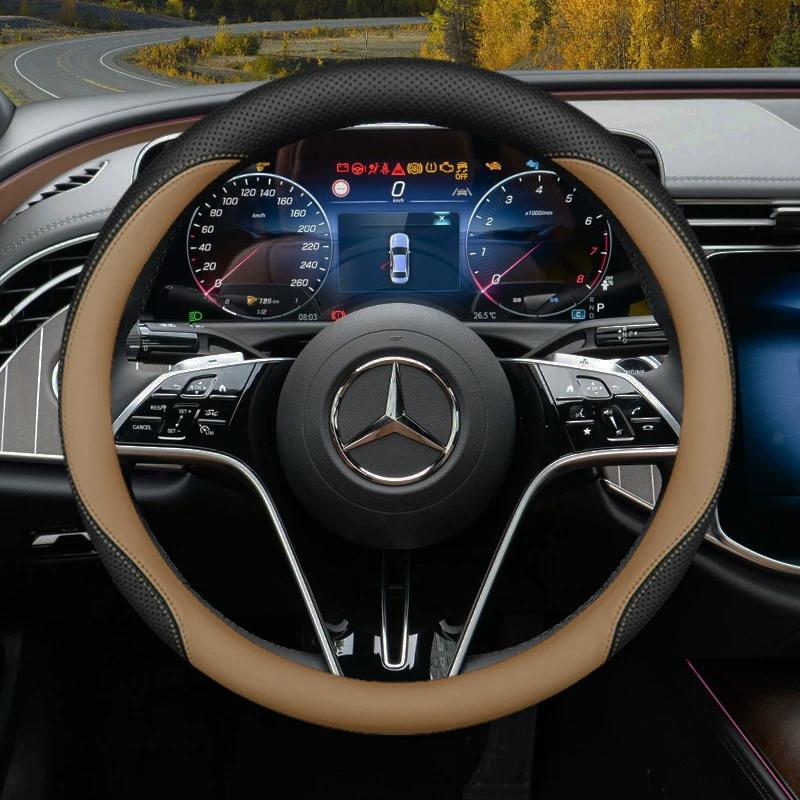 2026 For MERCEDES Luxury Steering Wheel Cover Nappa Leather Soft Touch Fit C‑Class E‑Class S‑Class GLC GLE CLA Car Accessories