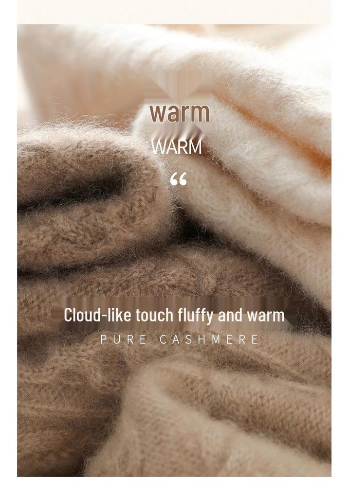 Women's Cashmere Half-Zip High Neck Loose Pullover Sweater