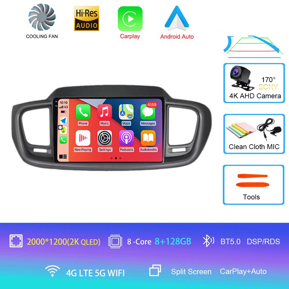 Car Radio Android 14 Carplay Auto 4G+WIFI For Kia Sorento 3 2015 2016 2017 2018 GPS Navigation Multimedia Video Player Stereo BT