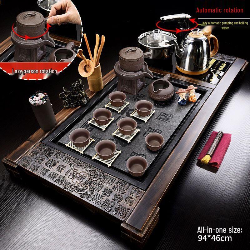 Automatic Chinese Kung Fu Tea Set with Wooden Tray and Kettle