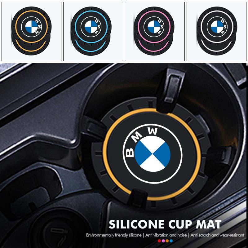For BMW 1 W E82 2Pcs Car Coaster Silicone Mat Water Cup Holder Anti-Slip Pad For BMW X3 X5 M5 M3 E46 E90 E60 F10 E39 F30 E36 G30 E87 E70