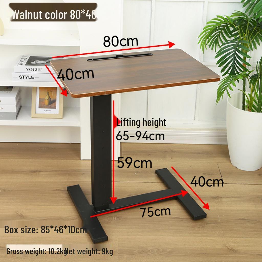 Adjustable Double-Sided Folding Bedside Table with Pneumatic Lift for Sofa or Office Use