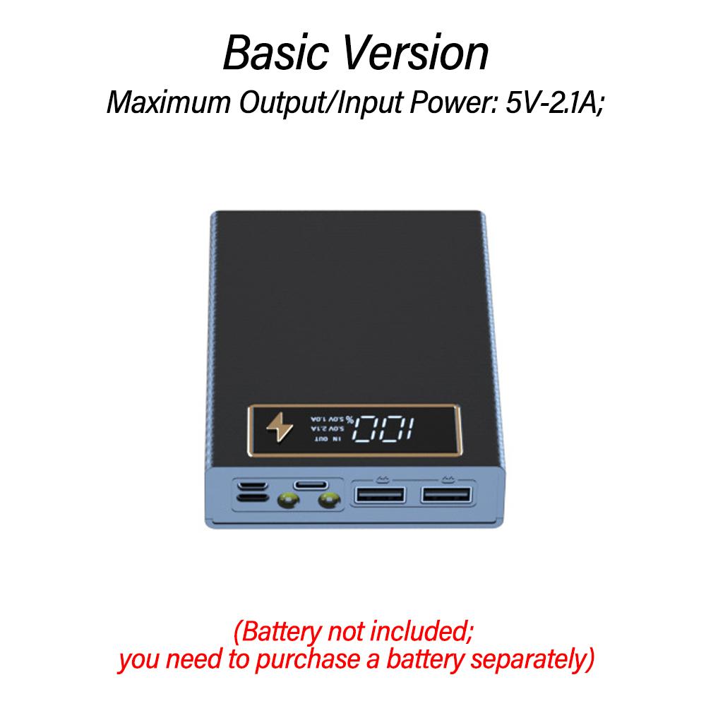 4 Cells 18650 DIY Power Bank Case Kit Detachable No Soldering 22.5W Fast Charge  Digital Display Shell Without Battery Wireless