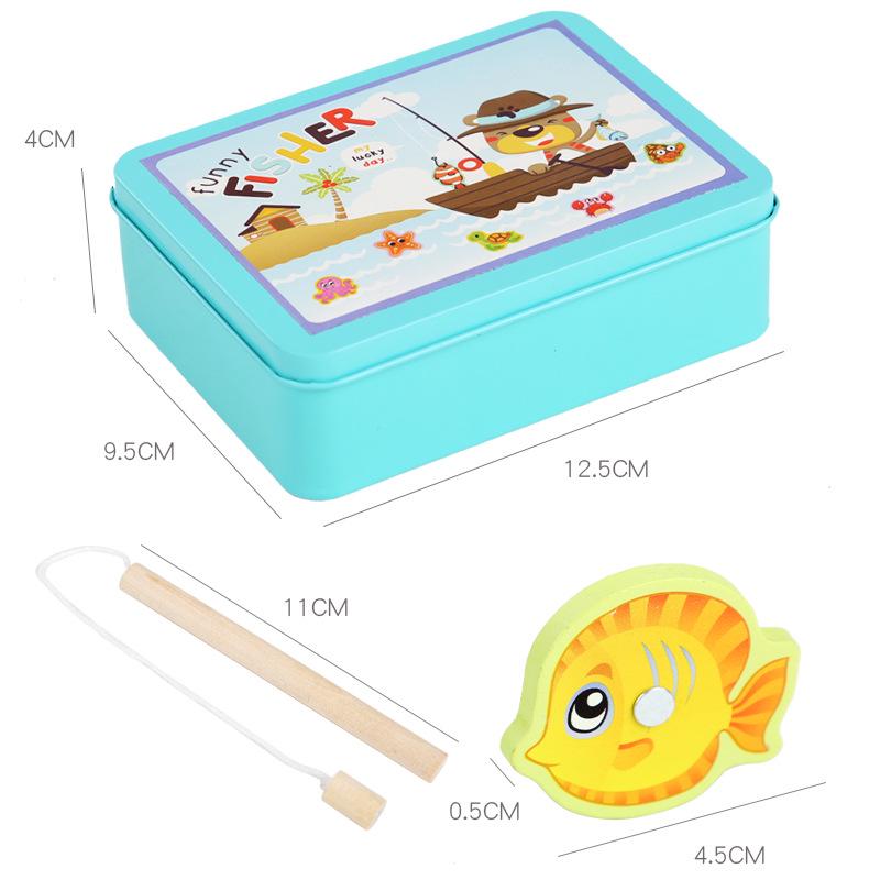 Tin Box 15-Piece Magnetic Fishing Toy for Parent-Child Interaction & Early Education