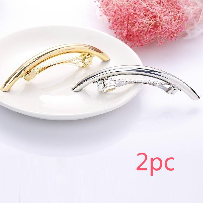 2 Pcs/set Fashion Ladies Hairpins Gold-plated/silver-plated Pure Arc Tube Hairpins Hairpins Girl Metal Hair Accessories