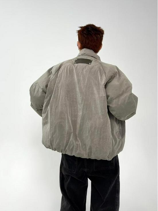 Unisex Winter-Autumn Stand Collar Puffer Jacket with Double Zipper and Trendy Design