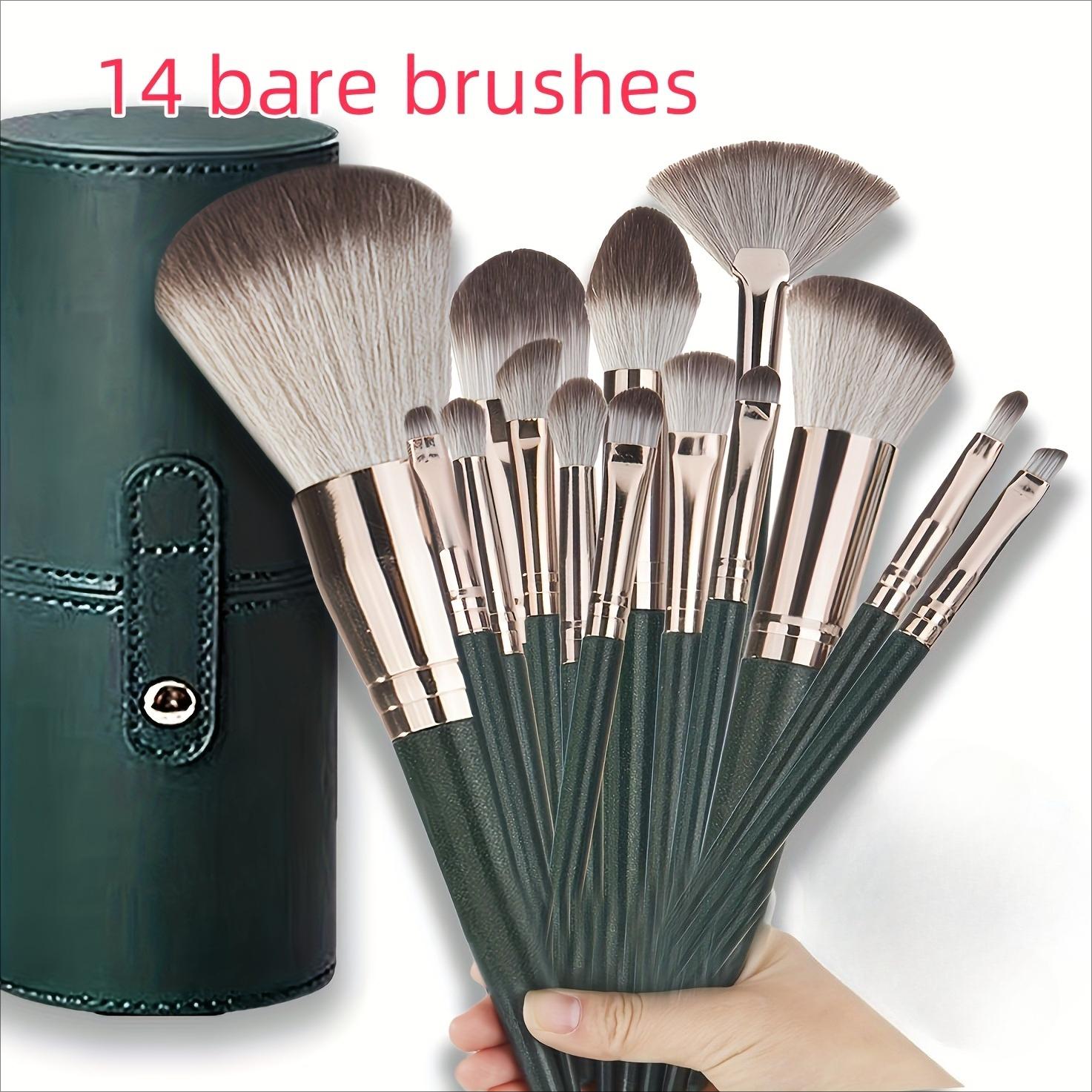 

Набор из 14 роскошных кистей для макияжа - Включая премиальную кисть кабуки для растушевки, идеальный и нежный подарок для нее, профессиональный бокс для макияжа армия зеленый