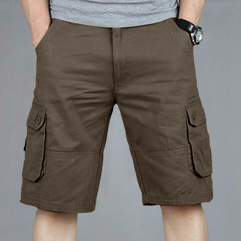 Men's OutdoorLoose Casual Pants Multi-Pocket Solid Color Cargo Shorts
