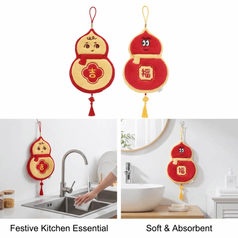 Coral Velvet New Year Hand Towel Thickened Bathroom Kerchief Cute Washcloth  Household