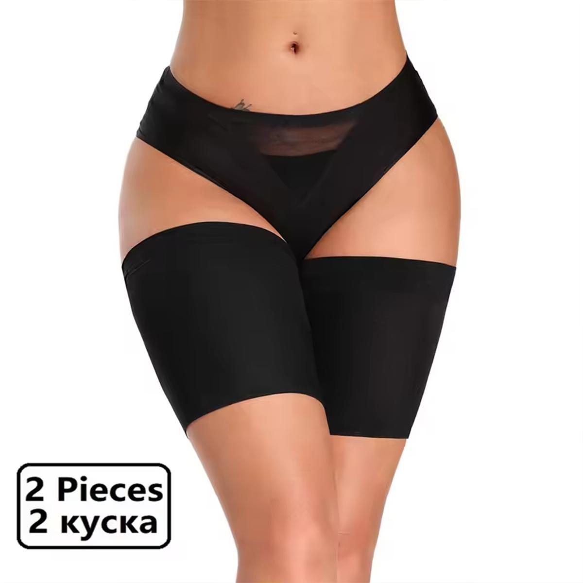 

2PCS Women Anti Chafing Thigh Bands Band High Elastic Silica Gel Anti-friction Protection Leg Warmer Anti Hooks Thigh Bandages XXL(58-65cm) чорний
