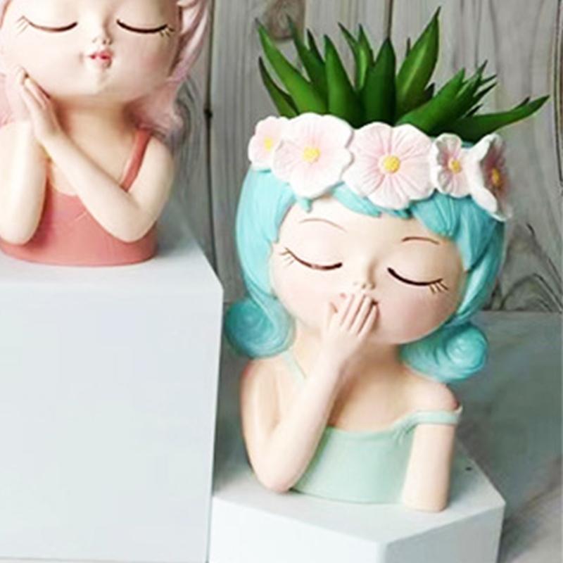 Girl Gypsum Silicone Mold  Succulents Concrete Flower  Vase Plaster Cement Mold Clay Mold Candle Holder Mold