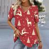 Christmas Women's T-Shirt 3d Printed Short Sleeve Tees Christmas T Shirt For Women Fashion V-Neck Top Holiday Oversized Clothing