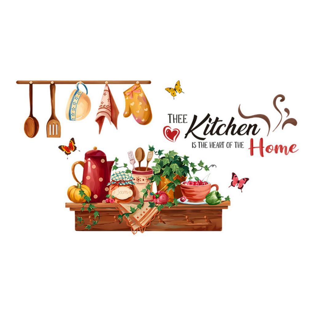 Kitchen Wall Decal Self-Adhesive Tableware Label Sticker for Dining Room Decor