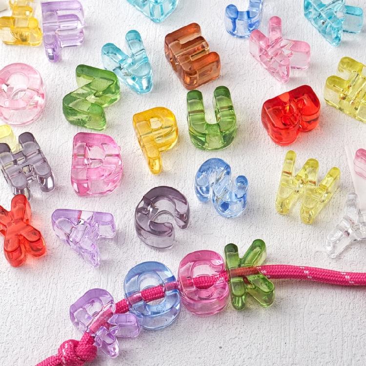 Name Jewelry Beads Clear Acrylic Letter Beads Large Hole 10 Piece Set for DIY Bracelets, Phone Straps and Jewelry