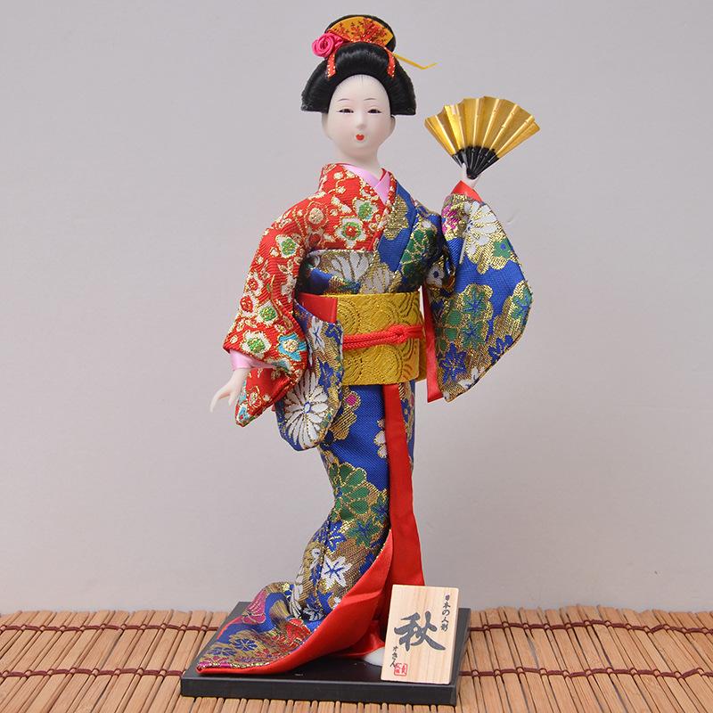 12 Inch Japanese Geisha Kimono Doll, Traditional Maiko Figurine for Sushi Bar Decor & Oriental Home Accent, Artisan Gift
