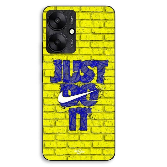 Coque Pour Xiaomi Redmi 13C 5g logo just do it couleur bleu front jaune Maniacase