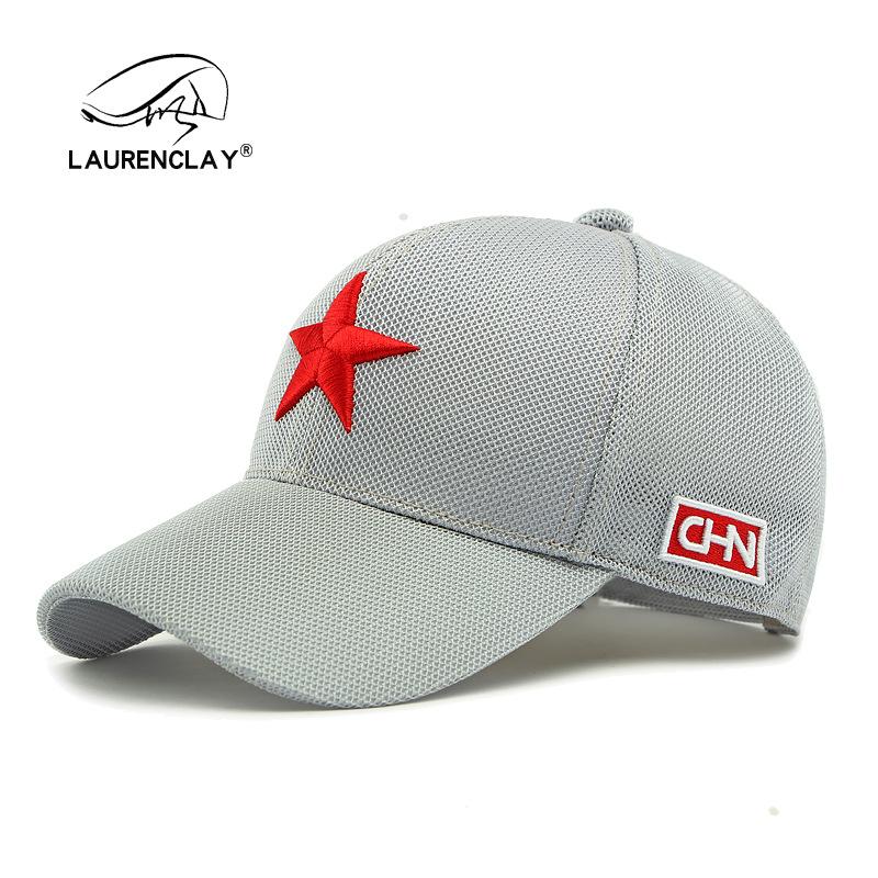 Guochao Hut Herren und Damen Sommer atmungsaktive Kappe Netz-Sonnenhut dreidimensionale Stickerei fünfzackiger Stern harter Schirm Baseballkappe