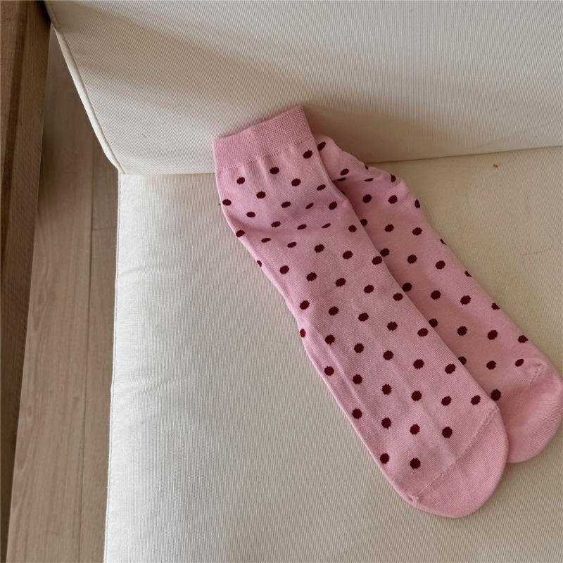 Autumn and Winter Polka Dot Boneless Socks, Mid-calf Socks, Versatile Casual Socks, Soft Cotton Socks