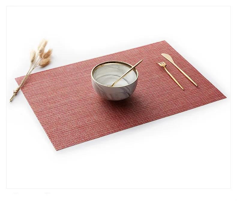 Simple Square Woven Imitation Linen Placemat Insulated Western Food Placemat PVC Anti-scalding and Waterproof Table Mat