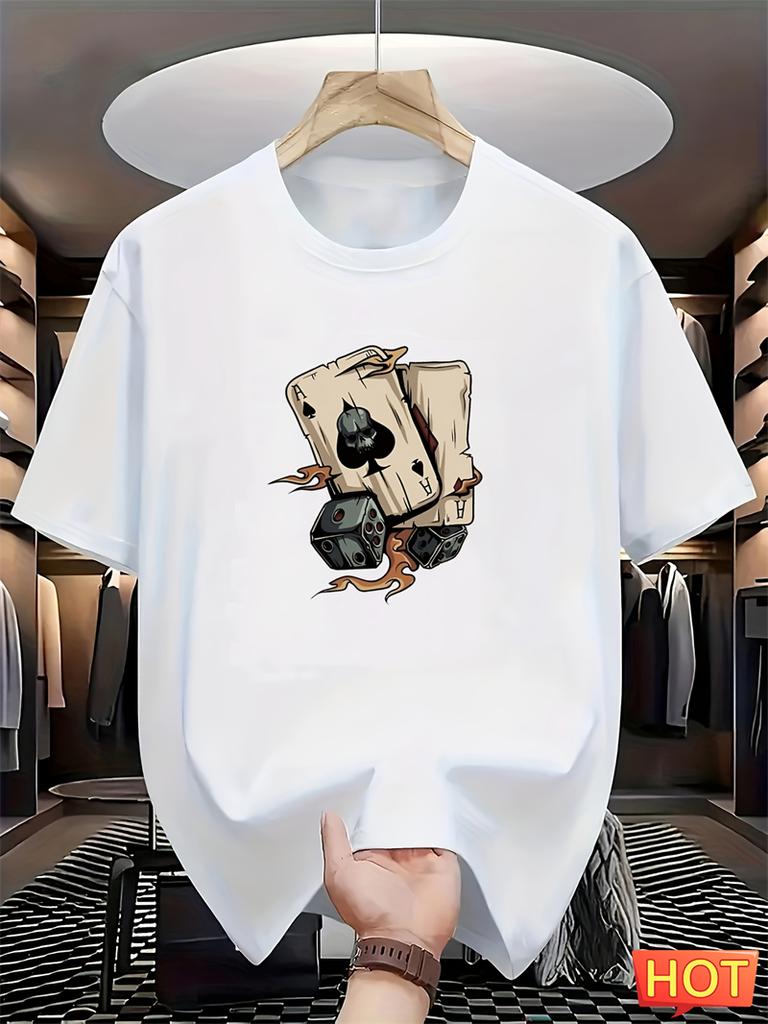 Simple Poker Dice Graphic T Shirts For Men Fashion Trendy Short Sleeve 3D Printed Tshirts Cool Oversized Streetwear Tees Tops