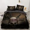 3D printed Gothic skull rose microfiber duvet cover soft and comfortable 3-piece bedding set with zipper and 2 pillowcases