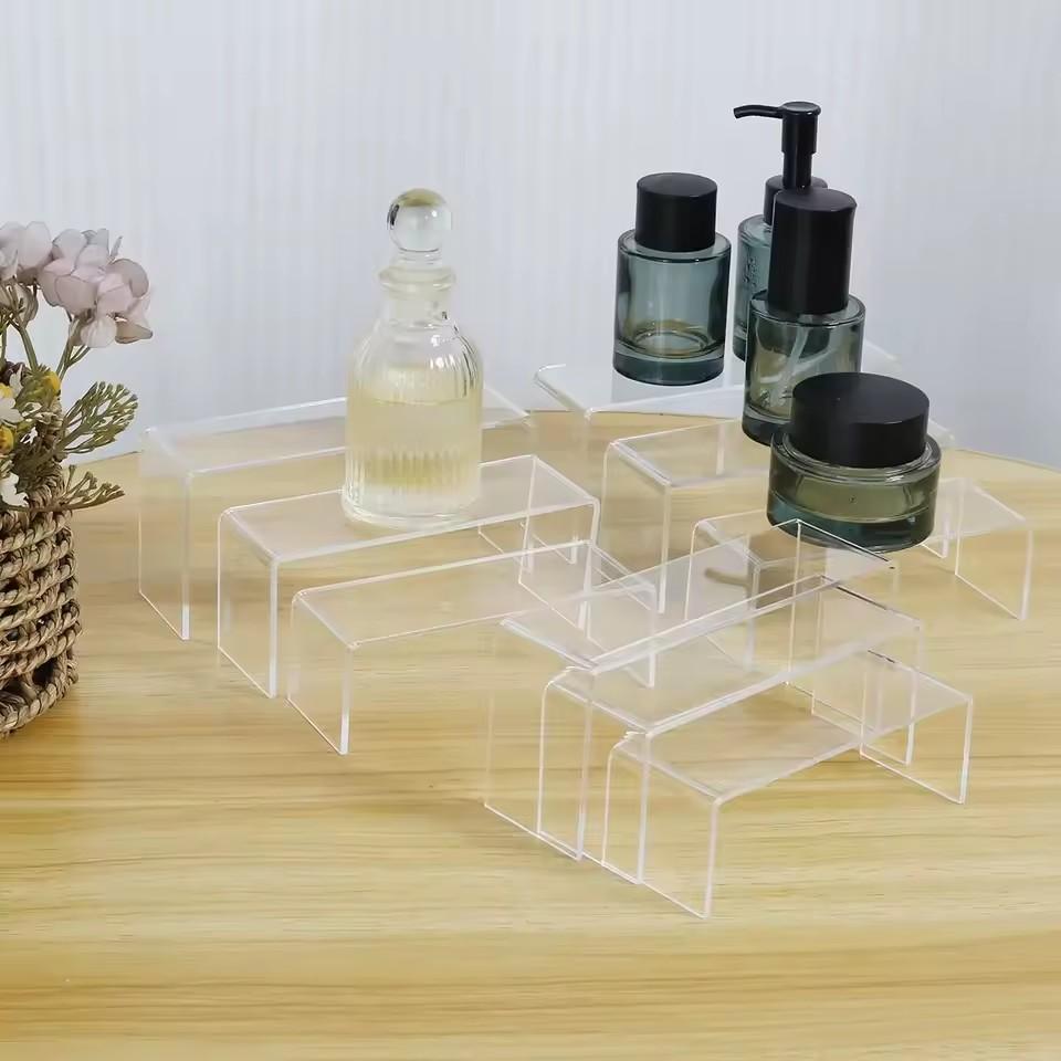 3Pcs Acrylic Transparent Display Stand Organizer U Shape Lightweight Holder Window Counter Cosmetics Rack Dessert Model Shelf