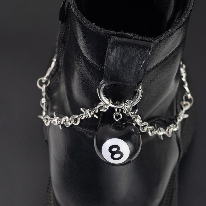 

1Pc Gothic Punk Style Detachable Double Thorn Shoe Decor Chain Easy-Release Buckle Mechanism Ideal Diy Fashion Accessory OneSize