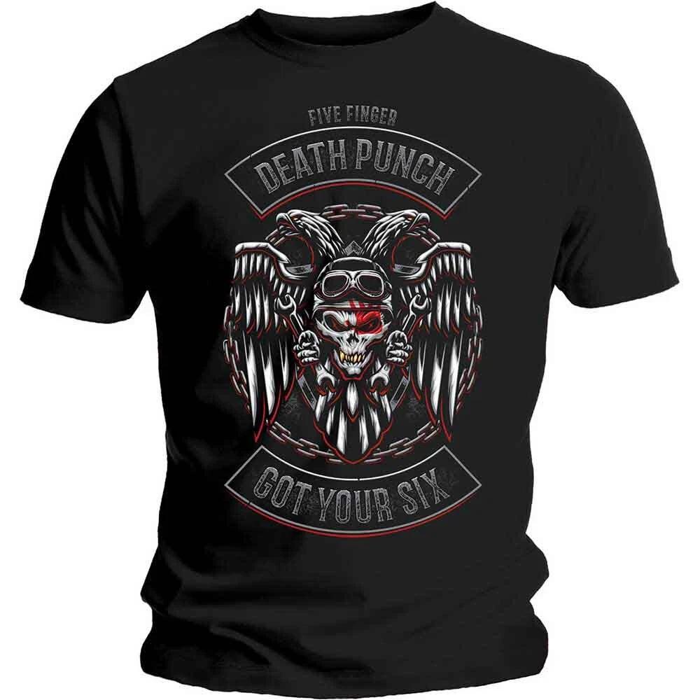 Five Finger Death Punch  Biker Badge  Black T shirt - NEW L