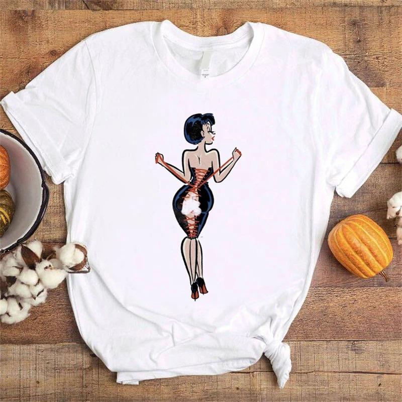 ZX TEE Creative Printed T-Shirt Aesthetic Female Summer Casual Top Women Crew White Basic Tees Cloth Accessories Short Sleeve O-Neck