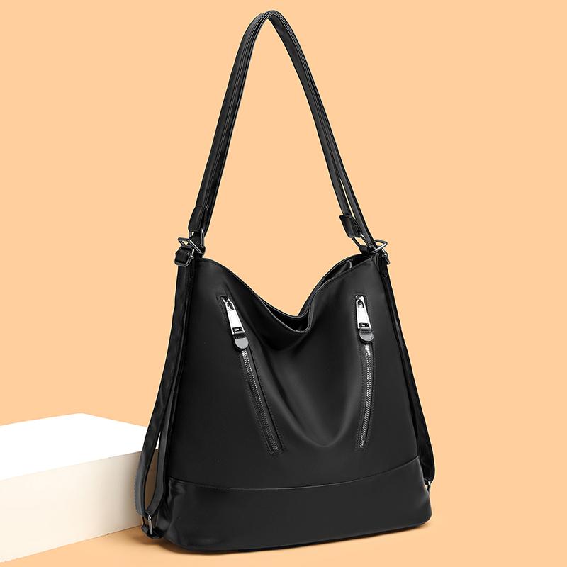 Women's Fashion Shoulder Bag with Dual Zip Pockets – Color Block Tote for Daily Use, Work, and Casual Outings