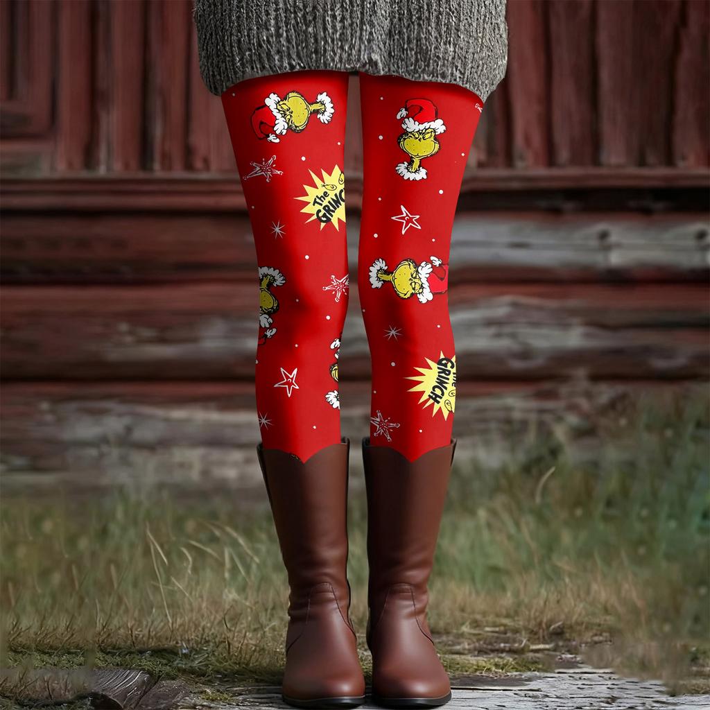 Women's Casual Fashion Outdoor Christmas Printed Slim Elastic Yoga Pants Cropped Pants