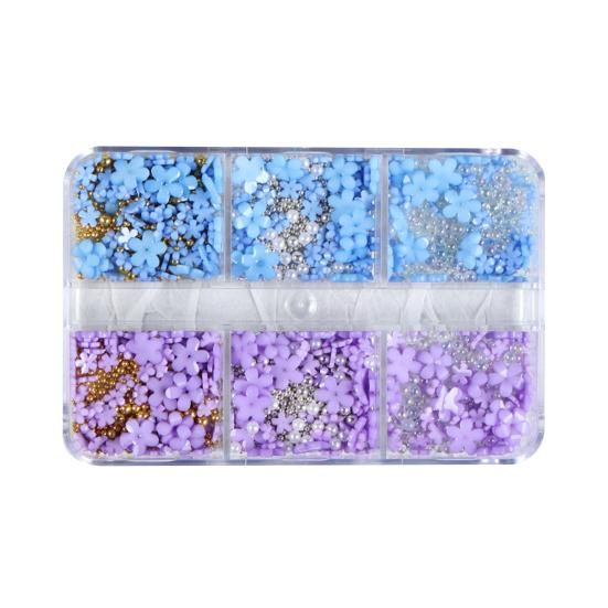 6 Grids Resin Manicure Ornament Stylish Premium Nail Five Petal Flower