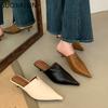 Fashion SUOJIALUN 2025 New Brand Women Slipper Fashion Pointed Toe Slip On Ladies Elegant Mules Shoes Thin Low Heel Casual Dress Slides