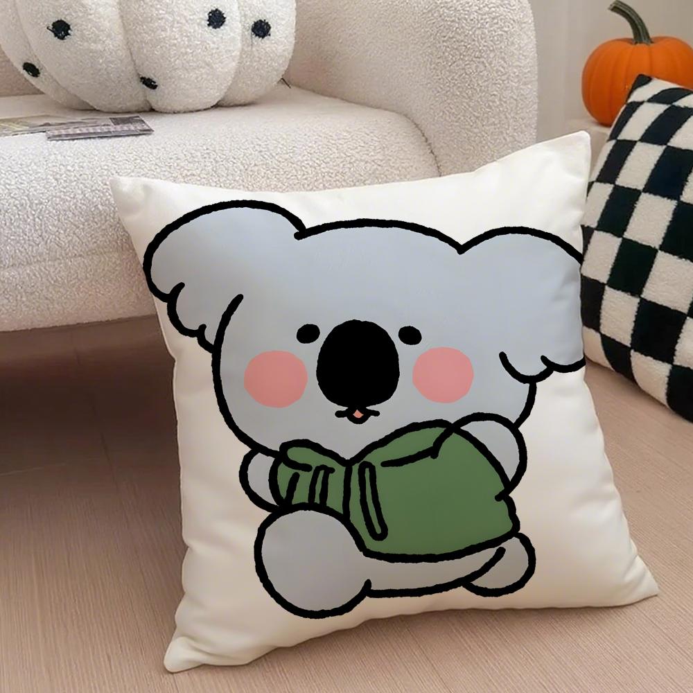 Cozy Small Animal Cartoon Happy Sports Cushion Cover Linen Pillow Case Soft Breathable Protective Couch Room Decoration