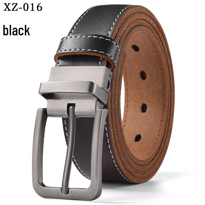 Men's Casual Perforated Leather Belt with Rotating Pin Buckle