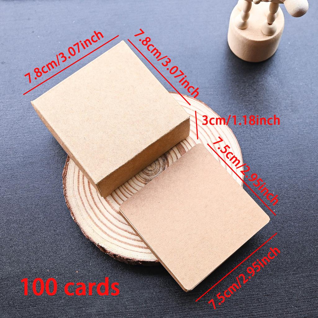 100pcs Retro Double Sided Blank Kraft Paper Card Word Card Note Message Card DIY Postcard Gift Greeting Invitation Card
