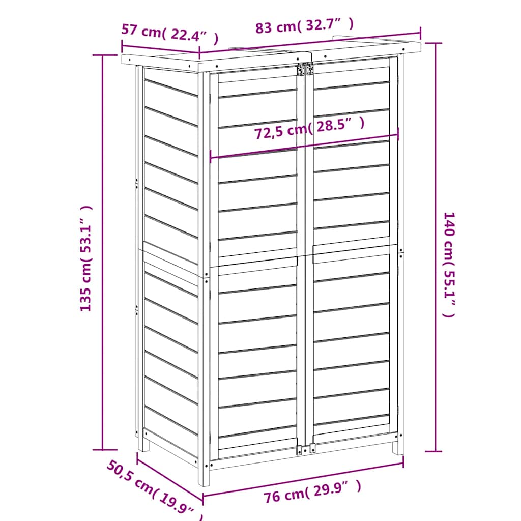 Vidaxl Garden Tool Shed, Brown, 83X57X140 Cm, Pine