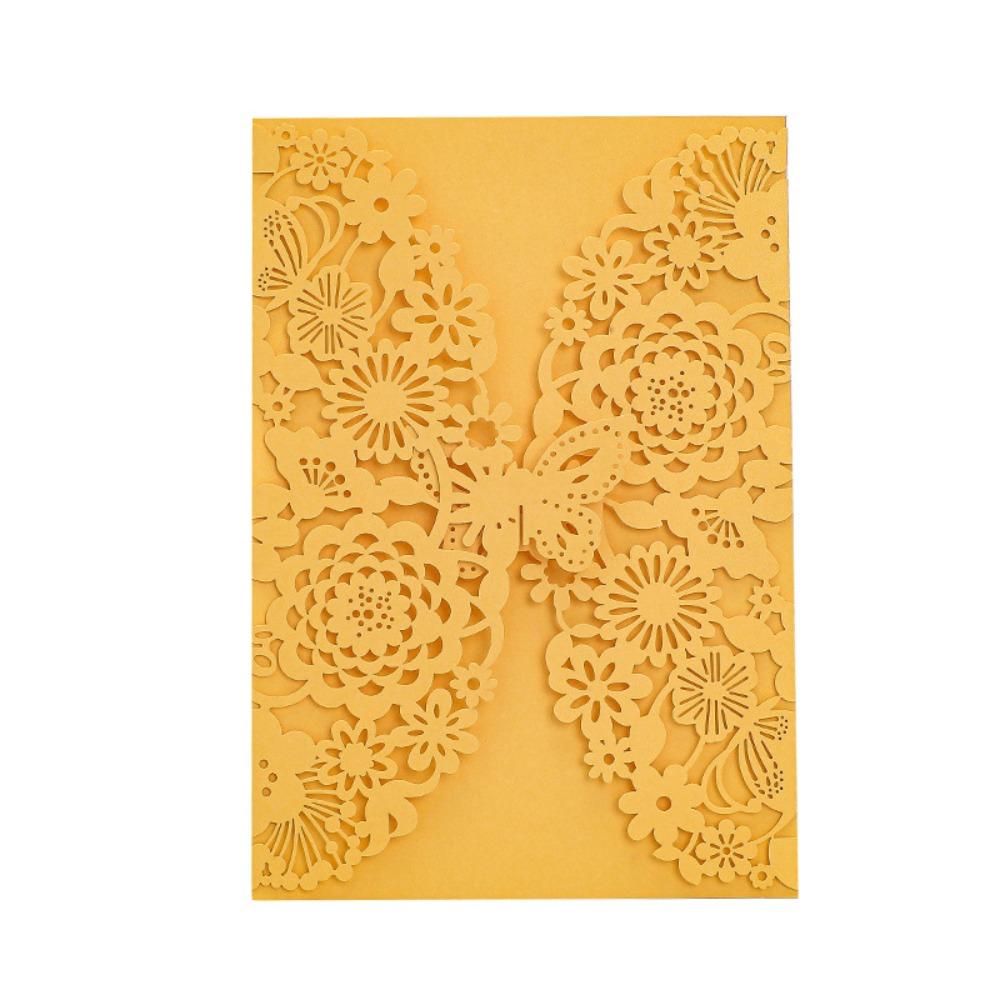 50pcs Flower 3D Invitation Card Hollow Out Butterfly Greeting Card  Festival Celebration