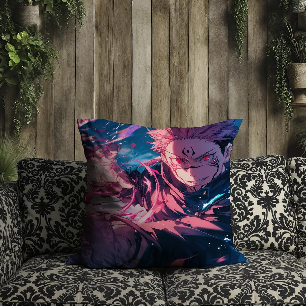 Sukuna Kissenbezug Kissen für Zimmer Schlafzimmer Sofa Wohnzimmer Rückenlehne J-Jujutsu Kaisen Auto Ryomen Quadratisches Kopfteil