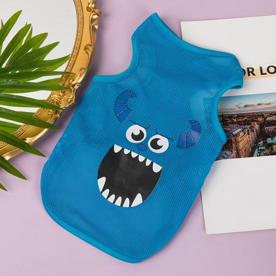 Yousheng Pet Vest Cartoon Pattern Wear Resistant Polyester Ultra-Thin Puppy Kitty Print Mesh Vest Apparel Pet Supplies