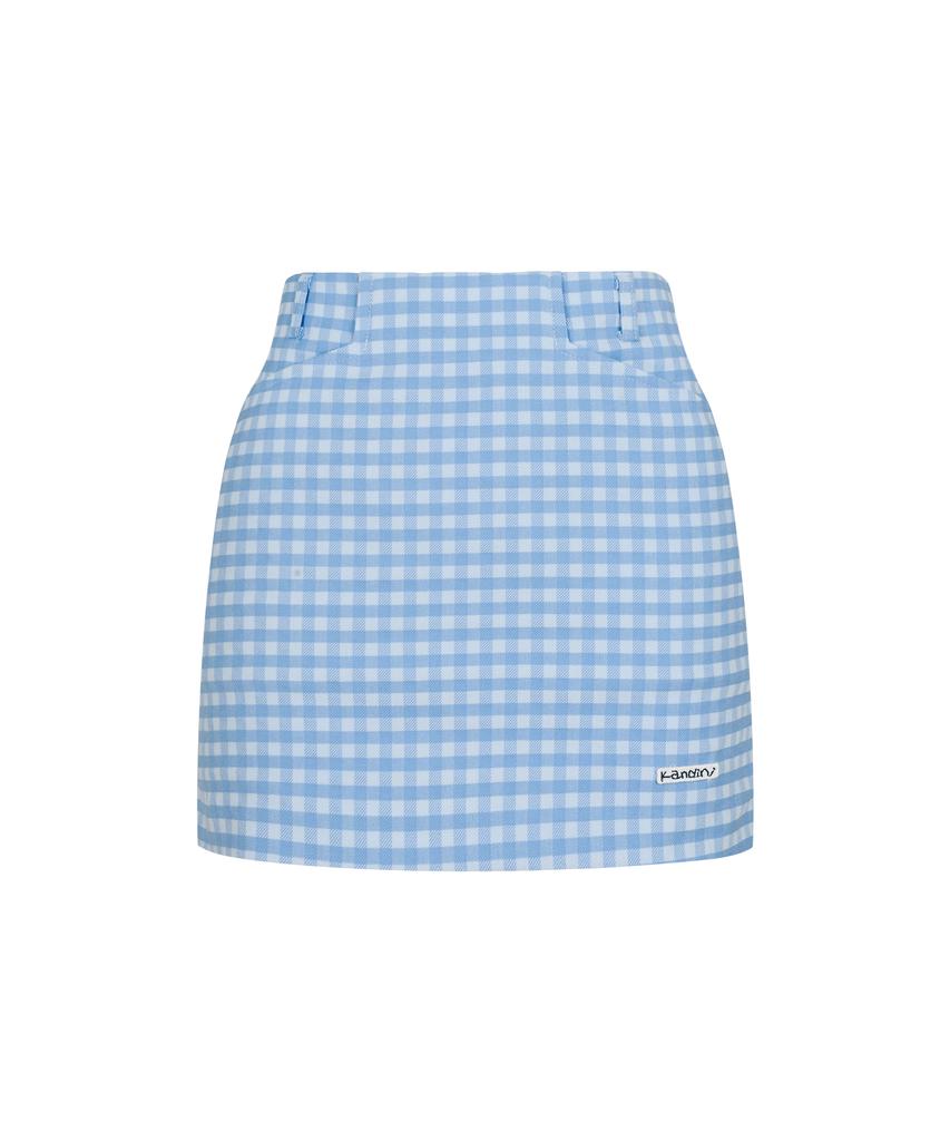 Candini Sky Blue Checkered Mini Skirt