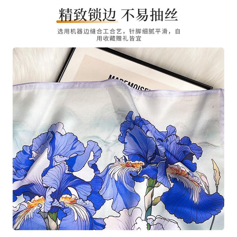 100% Natural Silk Scarf Women Neck Hair Foulard Luxury High Quality Bandana Square Headband Hijab Print Poncho Scarves Pashmina