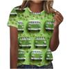 Cuello Redondo de Verano 3D St. Camisetas de Manga Corta Casuales de Moda para Mujer con Estampado Temático Verde del Día de San Patricio